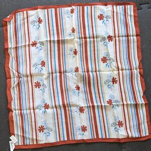vintage 70s Dayton's cotton scarf floral stripe made in Italy 22" square